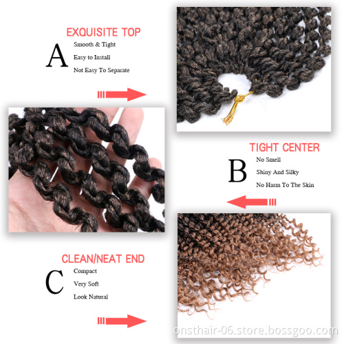 Bomb Twist Crochet Hair 14 Inch Spring Twist Crochet Braids 18 Roots Pre-looped Passion Twist Synthetic Braiding Hair Curly Ends
